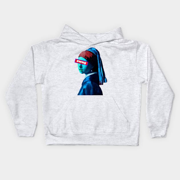 girl with a pearl earring Kids Hoodie by denpoolswag